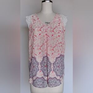 Daniel Rainn Pink and Blue Sleeveless Blouse